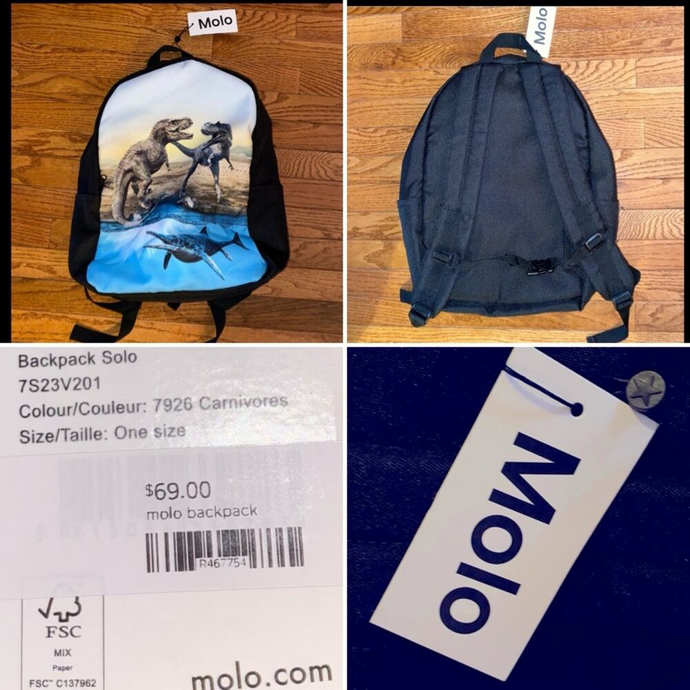Molo Kids' Blue Dinosaur Backpack